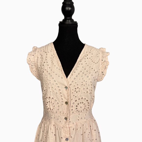 Valentina Naldi Eyelet Lace Midi Dress Made in Italy – 100% Cotton Size M - Picture 3 of 8